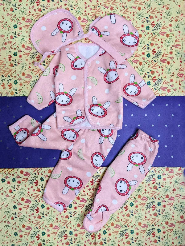 0Mth - 4Mth Pink 5Pcs Fleece Suit For Newborn BG NBGS56