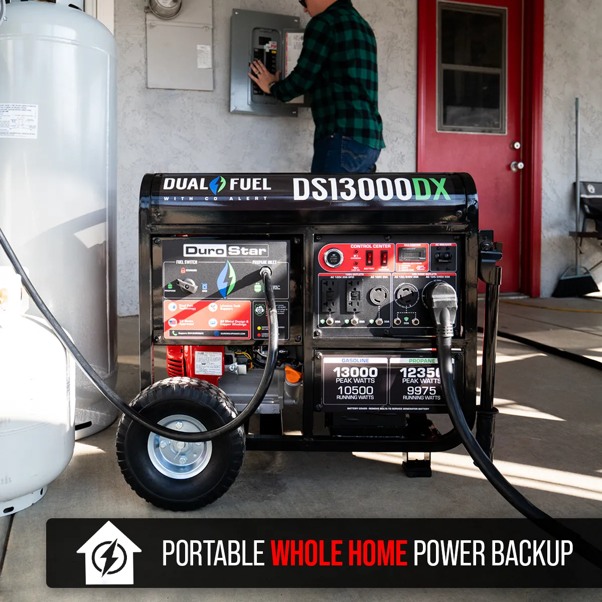 13,000 Watt Dual Fuel Portable Generator w/ CO Alert