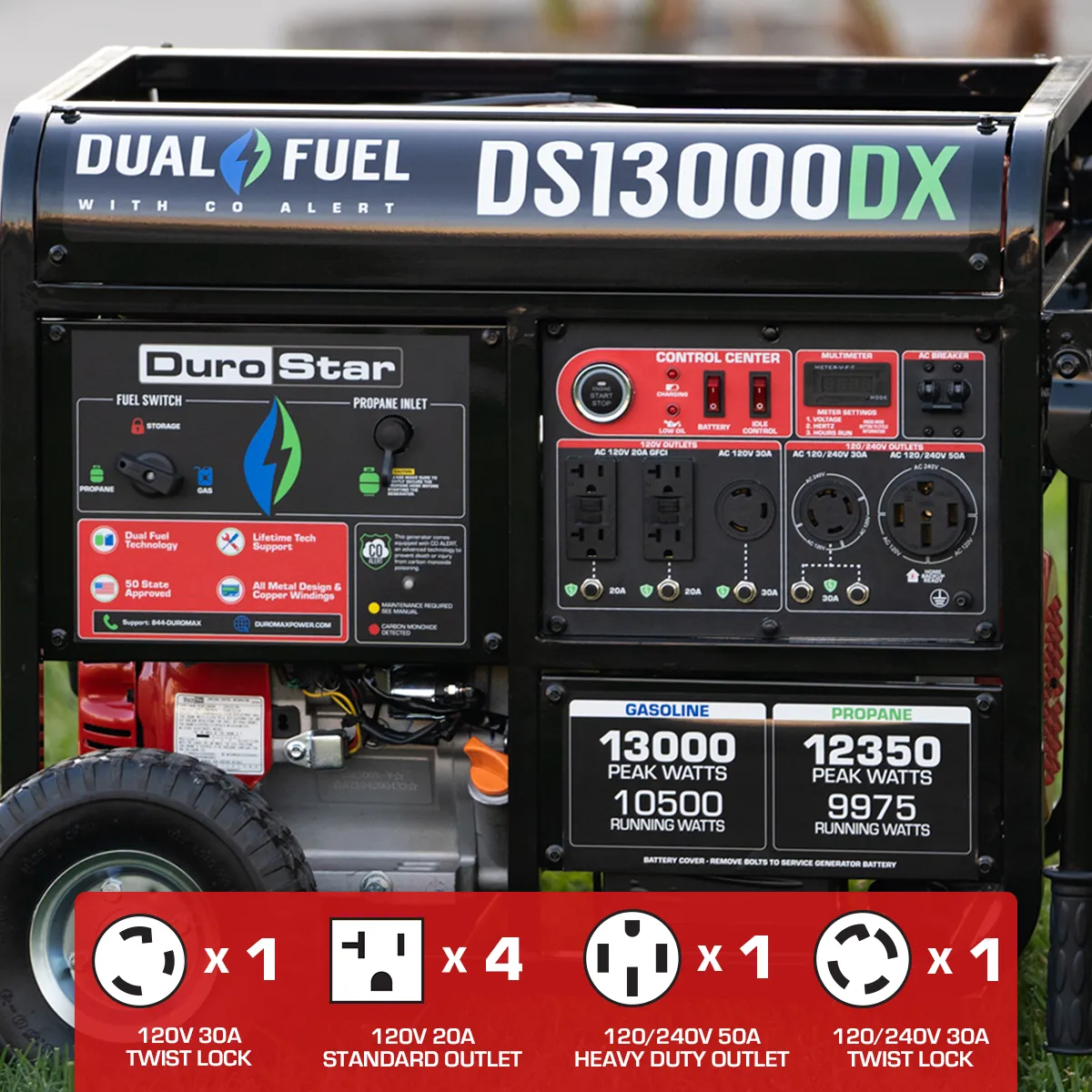 13,000 Watt Dual Fuel Portable Generator w/ CO Alert