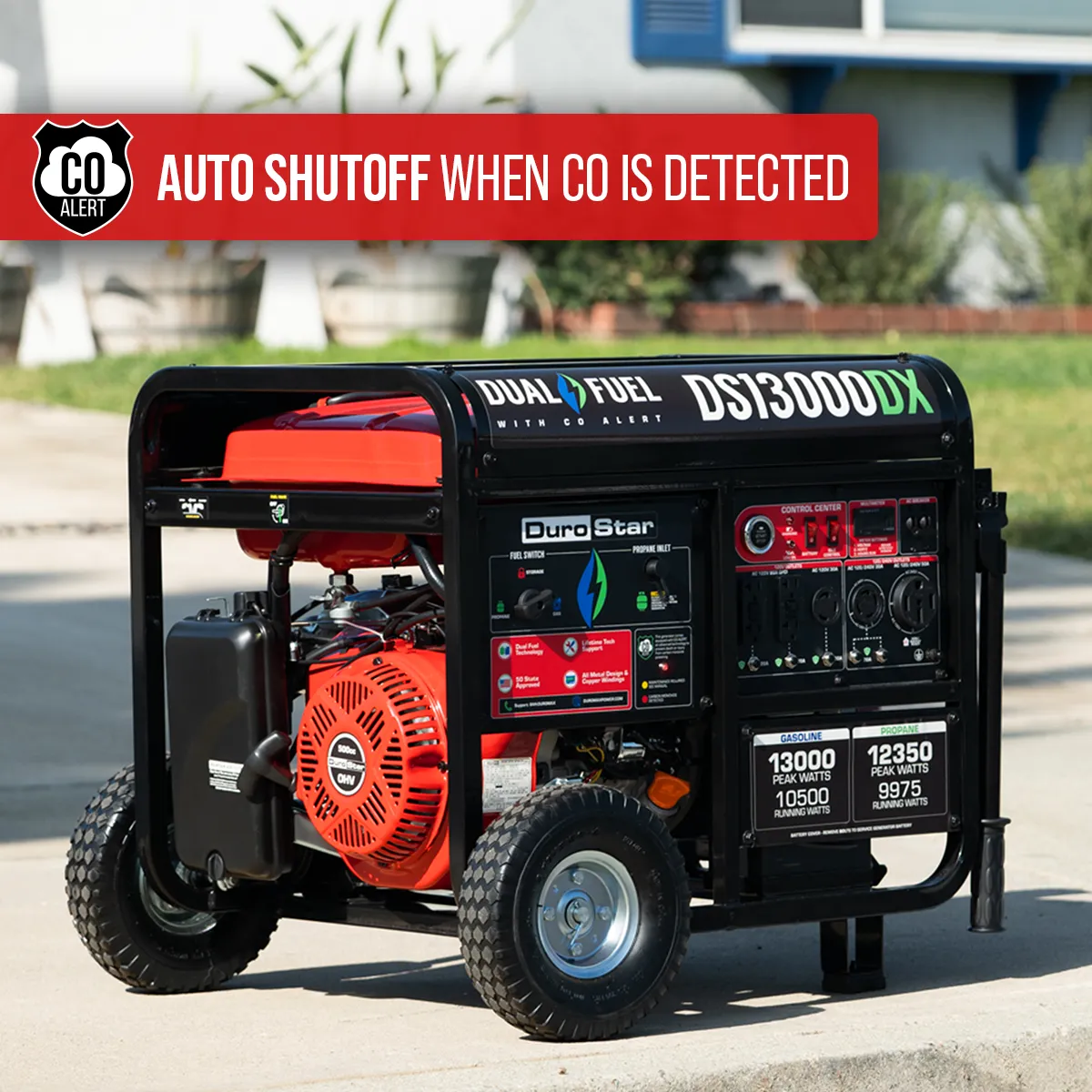 13,000 Watt Dual Fuel Portable Generator w/ CO Alert