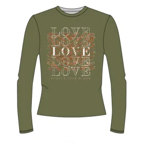 14211006  LOVE Print Top - Khaki