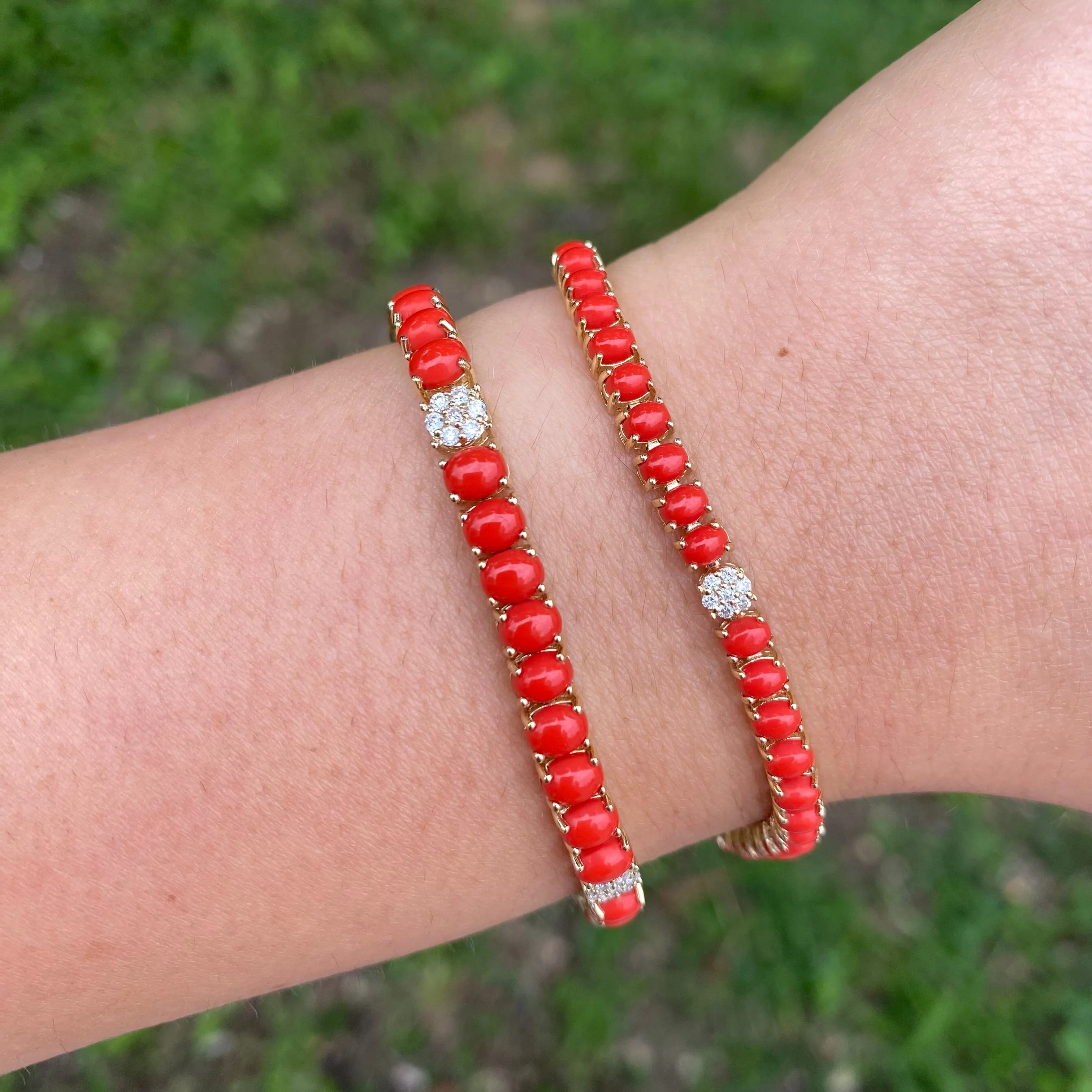 14K GOLD DIAMOND CORAL LARGE DEBBIE BRACELET