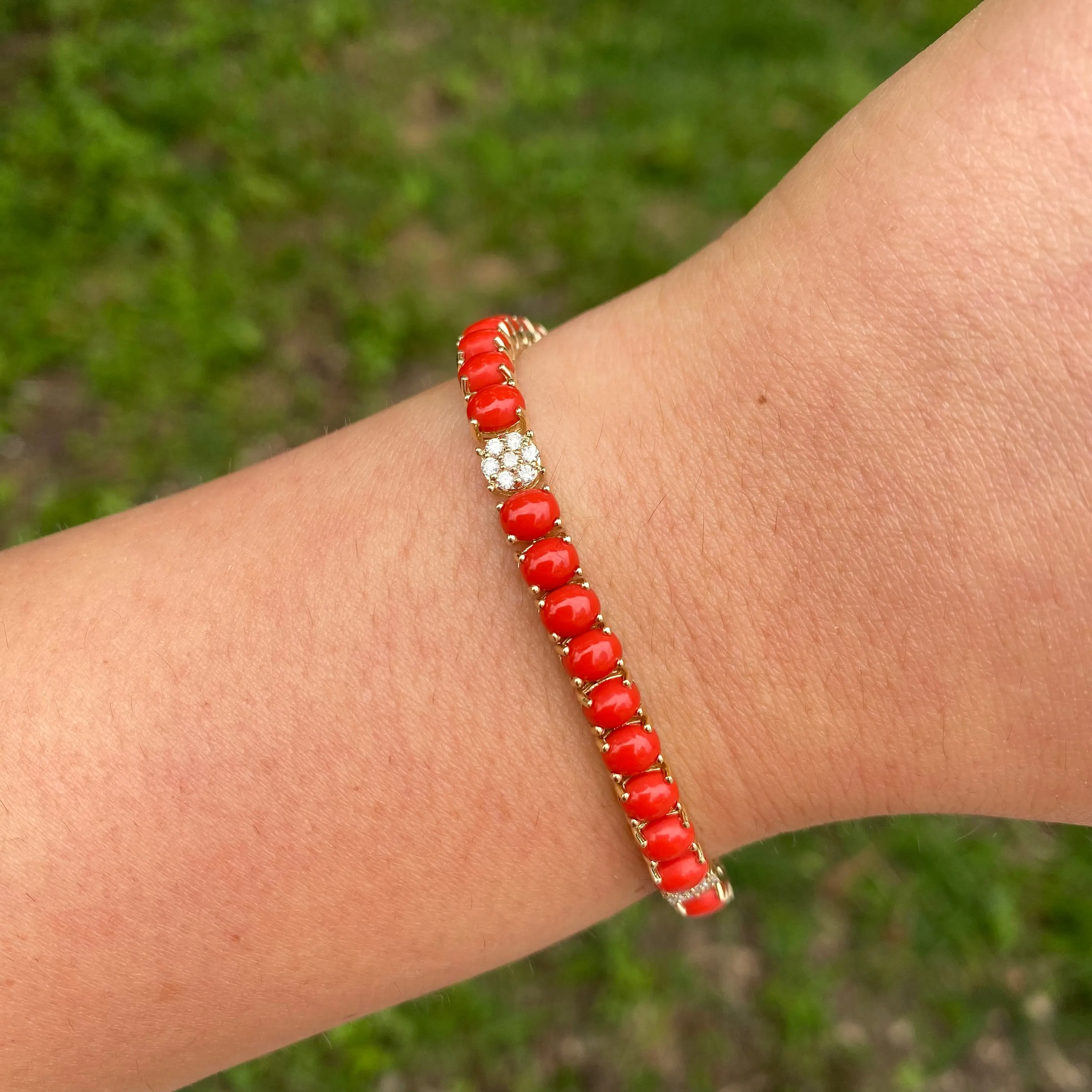 14K GOLD DIAMOND CORAL LARGE DEBBIE BRACELET