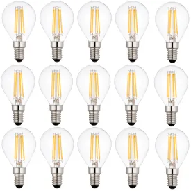 15 x E14 LED Filament Lamp/Bulb Dimmable 4W (40W Equivalent)