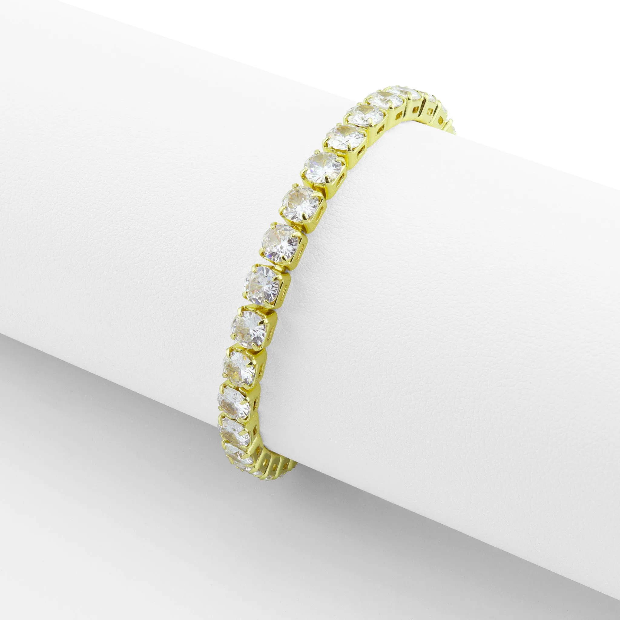 18K Gold PVD Coated Over Brass Cubic Zirconia Tennis Bracelet / DIS0001