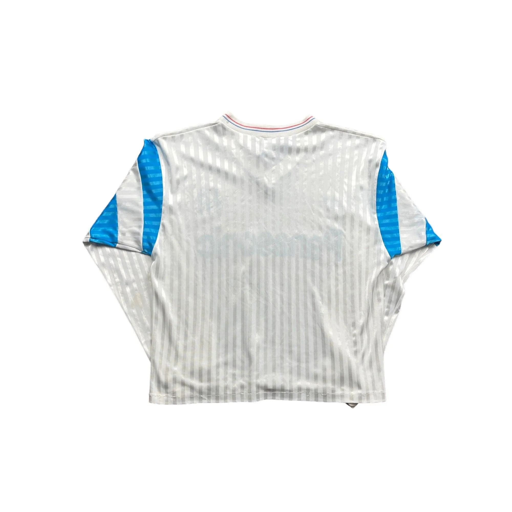 1989-90 White   Blue Olympique Marseille Tee - Medium