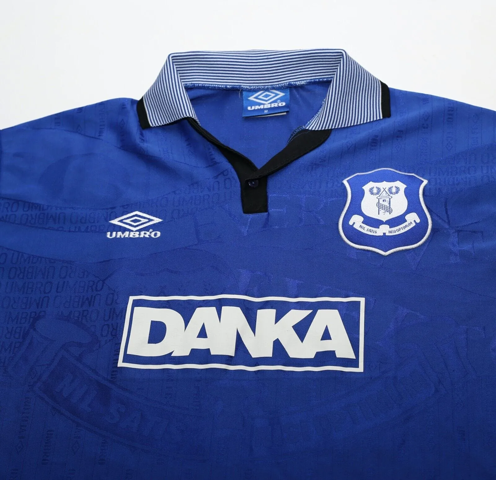 1995/97 KANCHELSKIS #17 Everton Vintage Umbro Home Football Shirt (M)