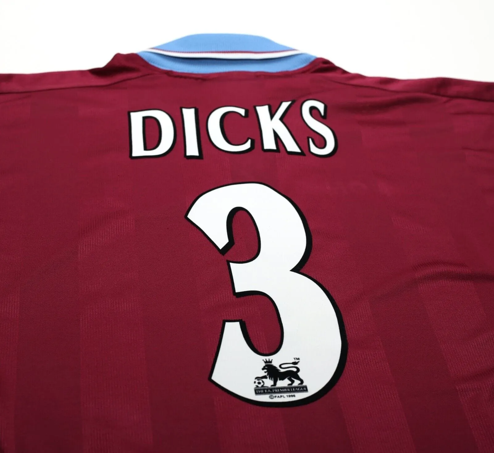 1997/98 DICKS #3 West Ham United Vintage PONY Football Shirt (L)