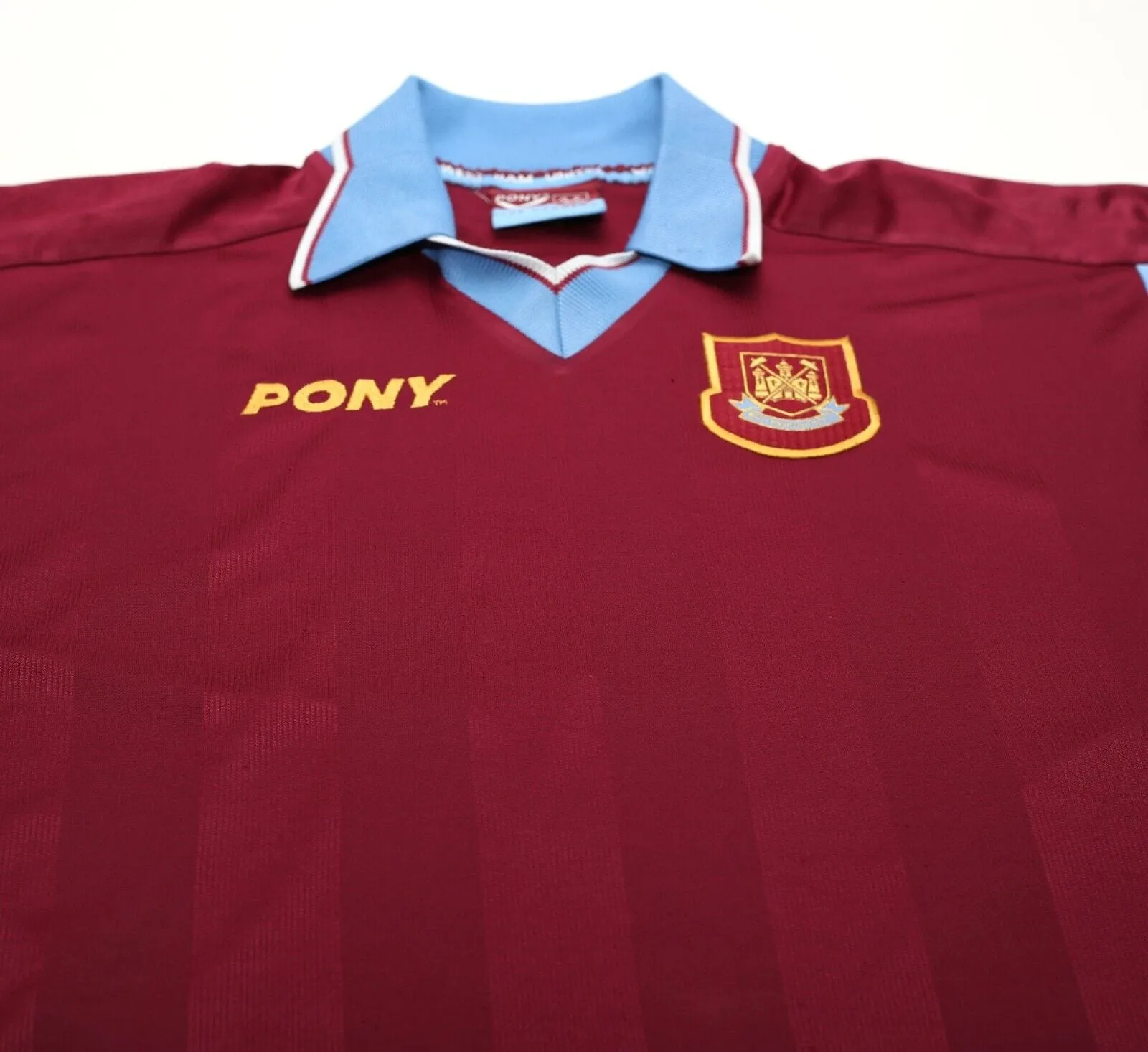 1997/98 DICKS #3 West Ham United Vintage PONY Football Shirt (L)