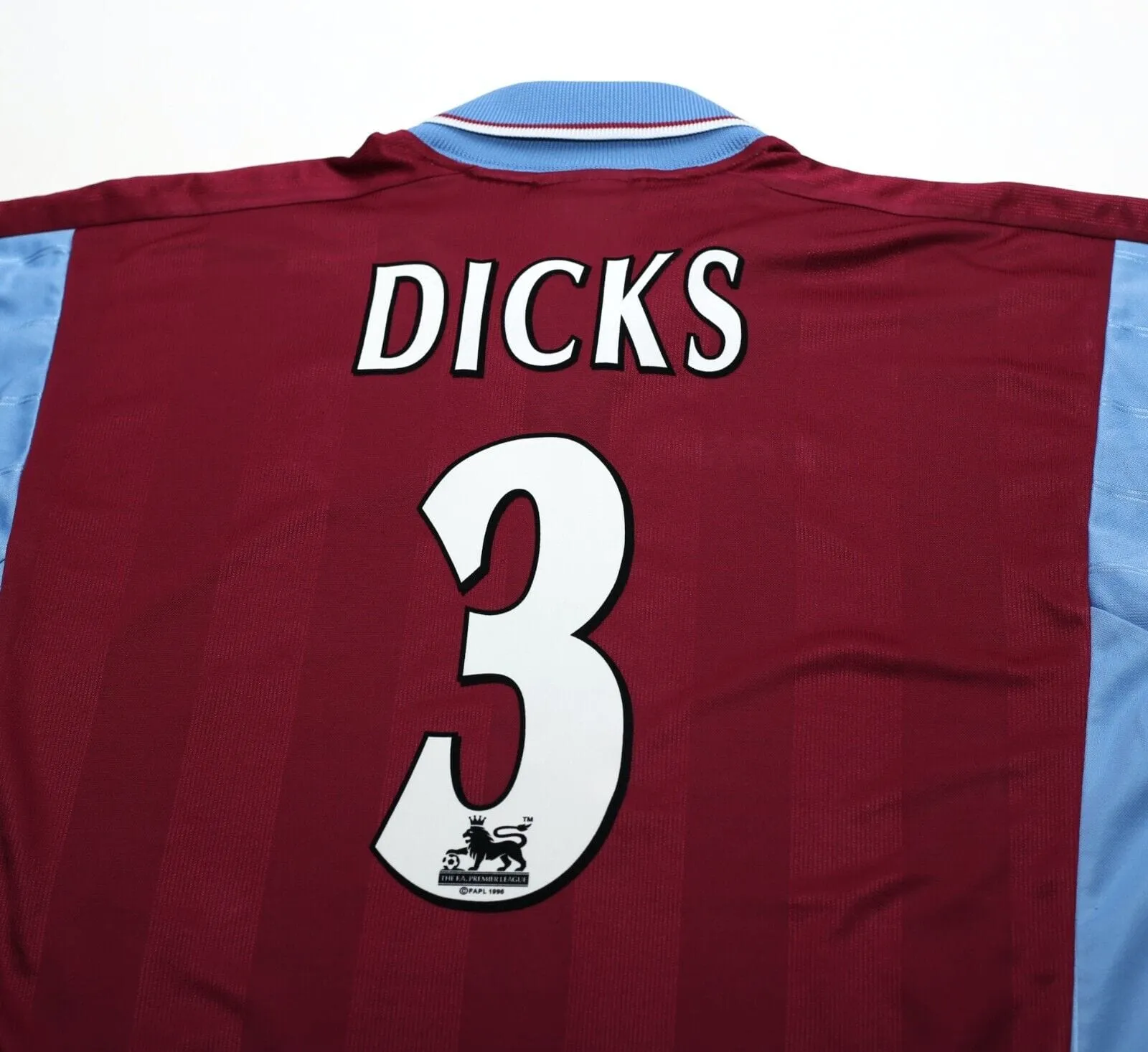 1997/98 DICKS #3 West Ham United Vintage PONY Football Shirt (L)