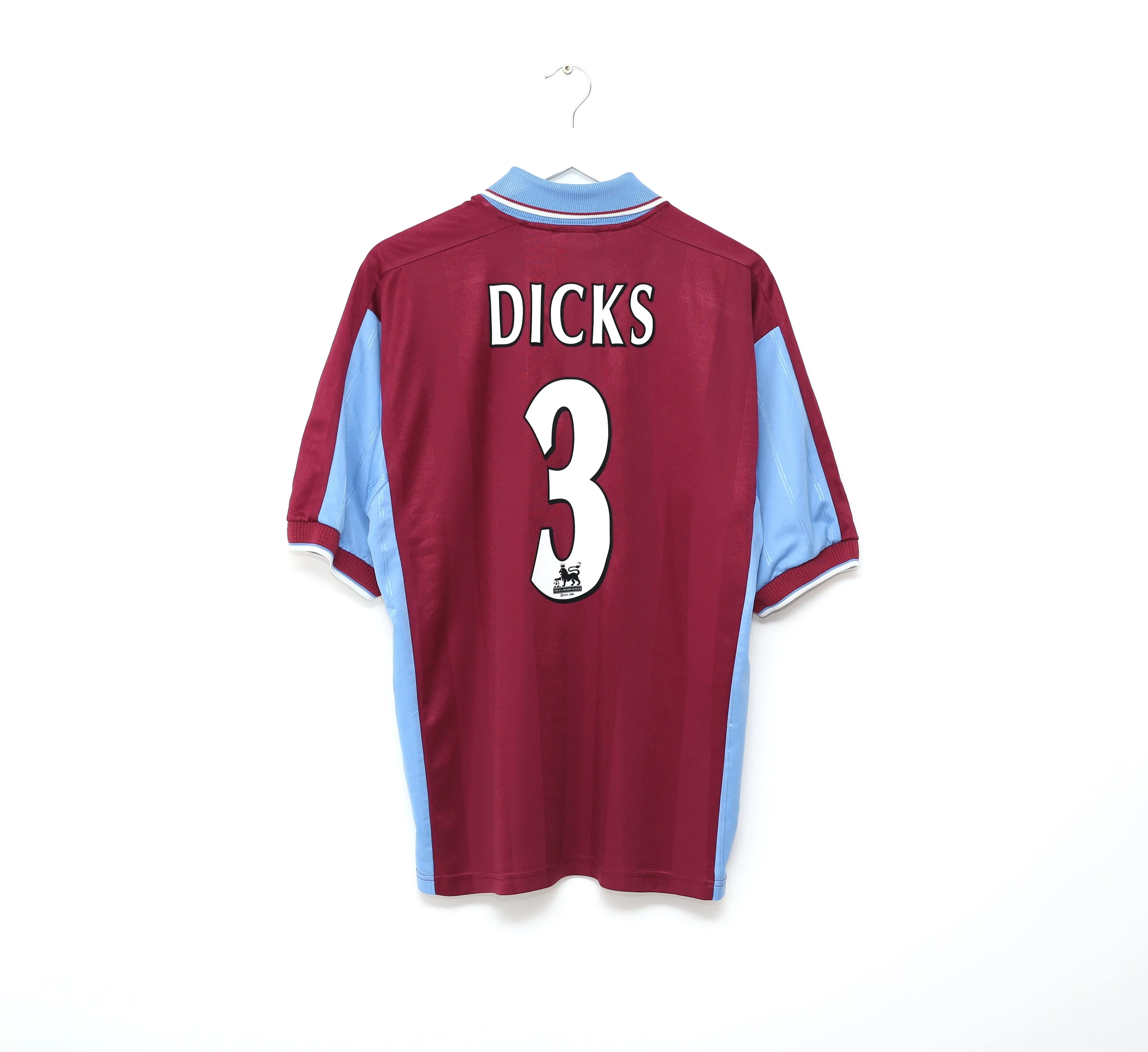 1997/98 DICKS #3 West Ham United Vintage PONY Football Shirt (L)