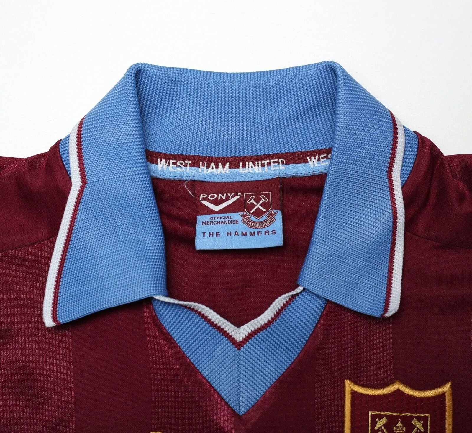 1997/98 DICKS #3 West Ham United Vintage PONY Football Shirt (L)