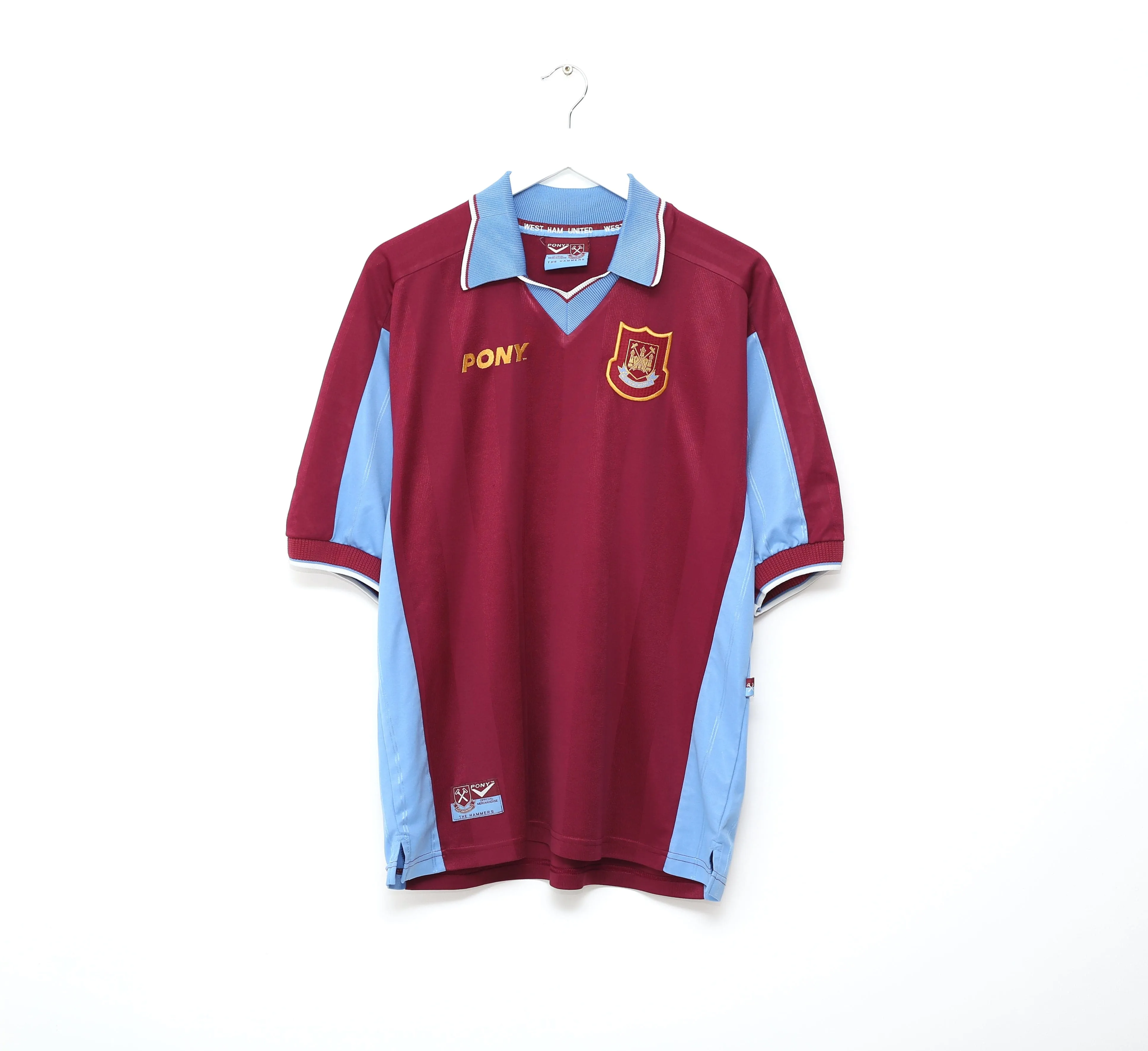 1997/98 DICKS #3 West Ham United Vintage PONY Football Shirt (L)