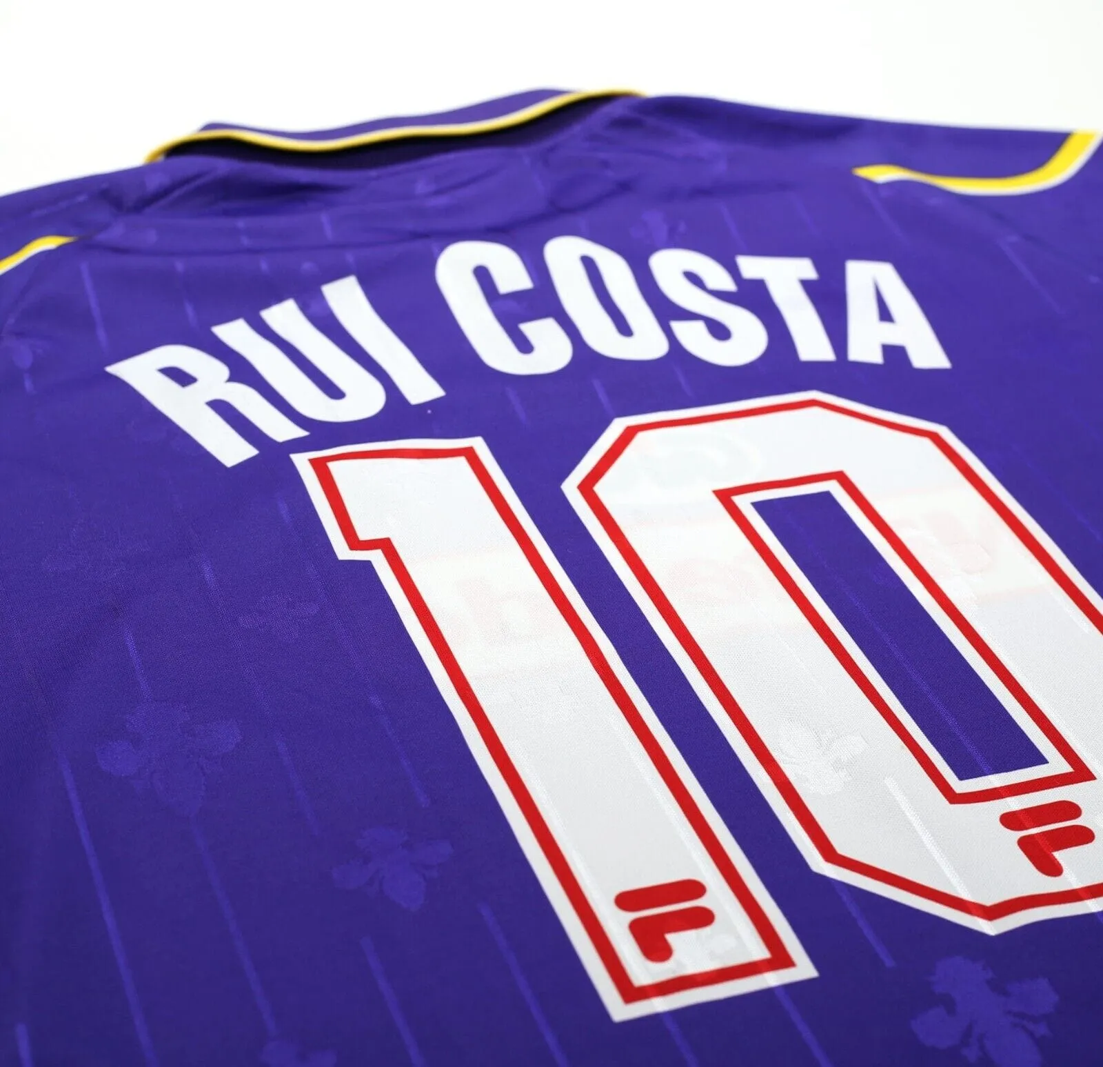 1997/98 RUI COSTA #10 Fiorentina Vintage FILA Home Football Shirt (L) Nintendo