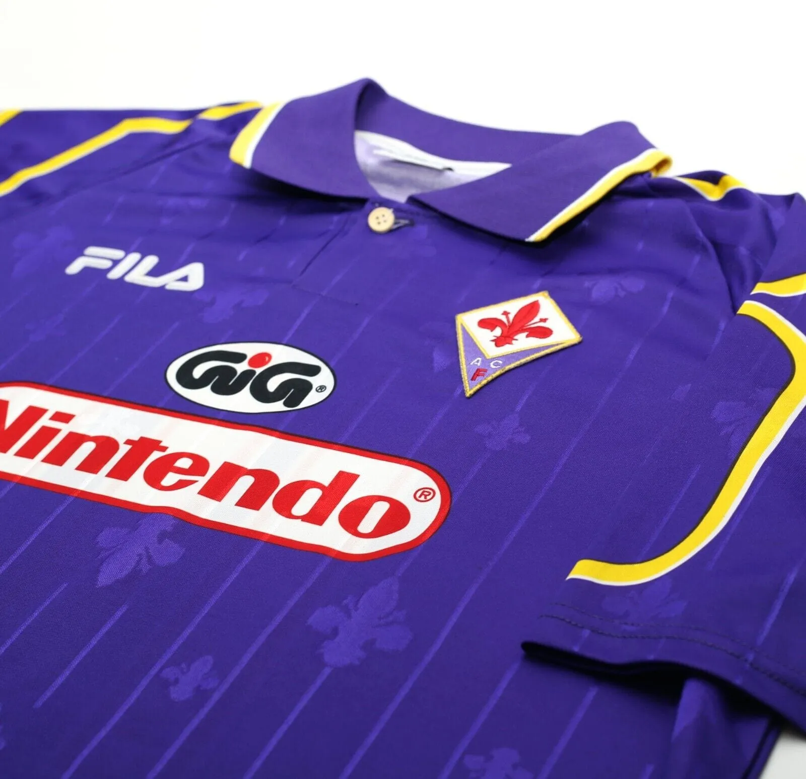 1997/98 RUI COSTA #10 Fiorentina Vintage FILA Home Football Shirt (L) Nintendo