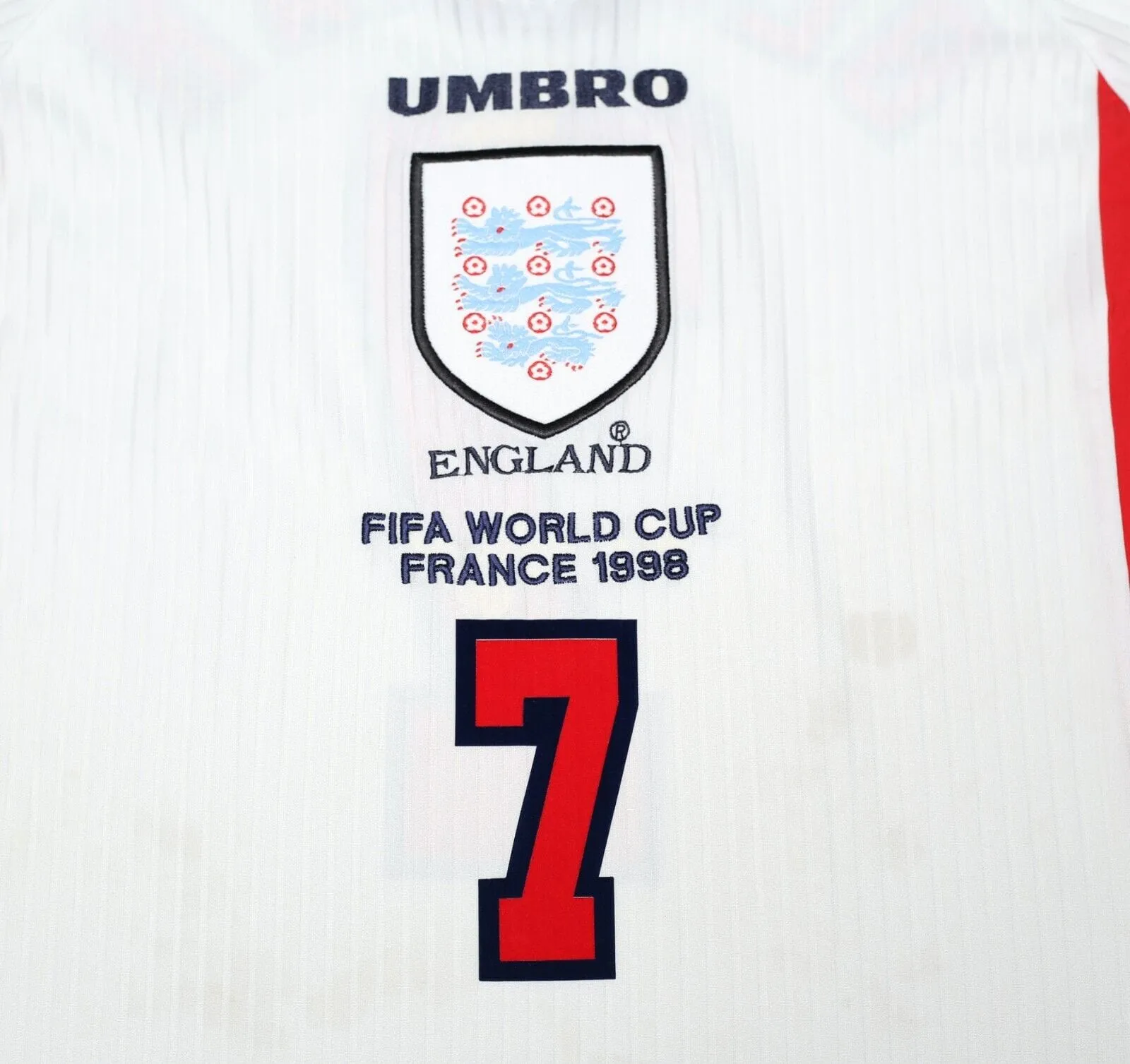 1997/99 BECKHAM #7 England Vintage Umbro Home Football Shirt (L/XL) World Cup 98