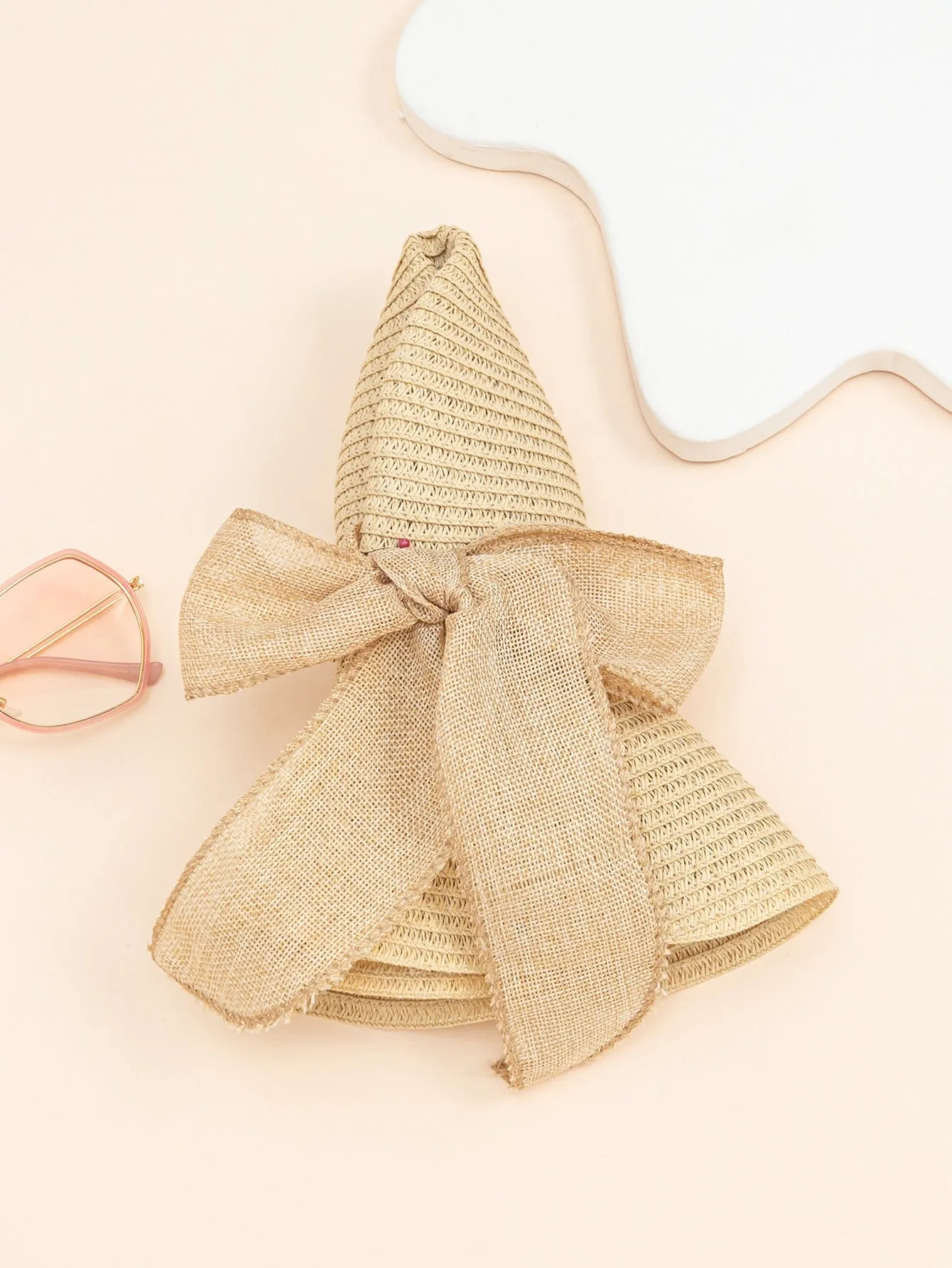 1pc Women Bow Decor Boho Straw Hat For Beach