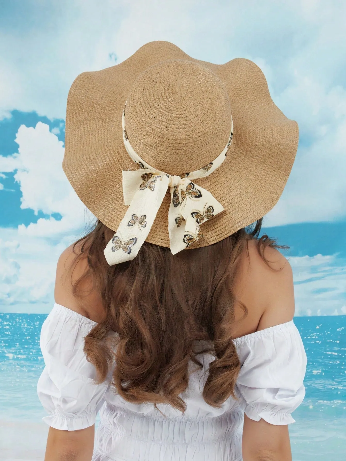 1pc Women Bow Decor Boho Straw Hat For Beach