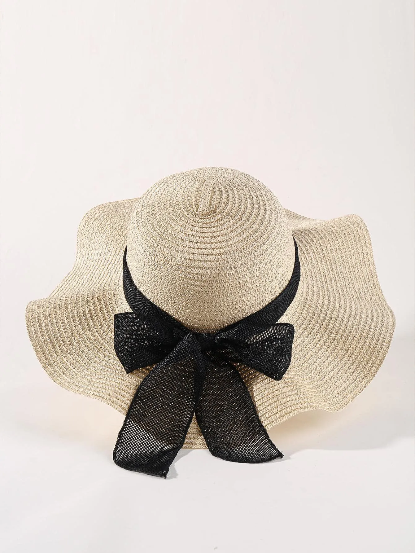 1pc Women Bow Decor Boho Straw Hat For Beach