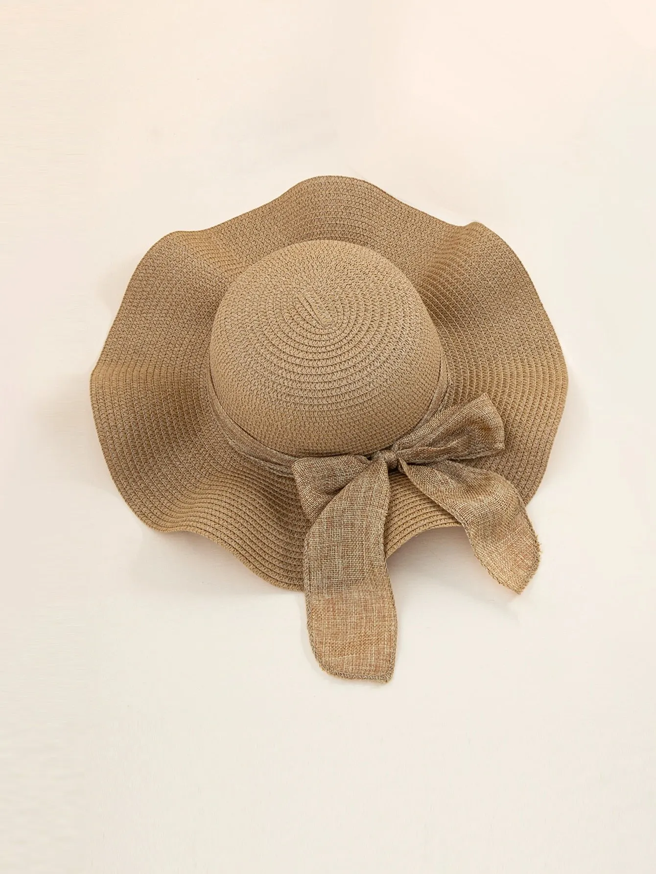 1pc Women Bow Decor Boho Straw Hat For Beach