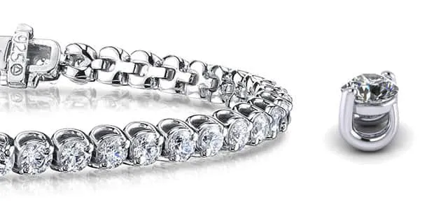 2 Prong Brilliant Round Diamond  Tennis Bracelet with 5.98 ct.(finished) 3.25mm