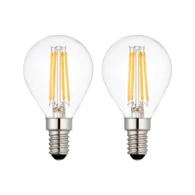 2 x E14 LED Filament Bulbs Dimmable 4W (40W Equivalent)