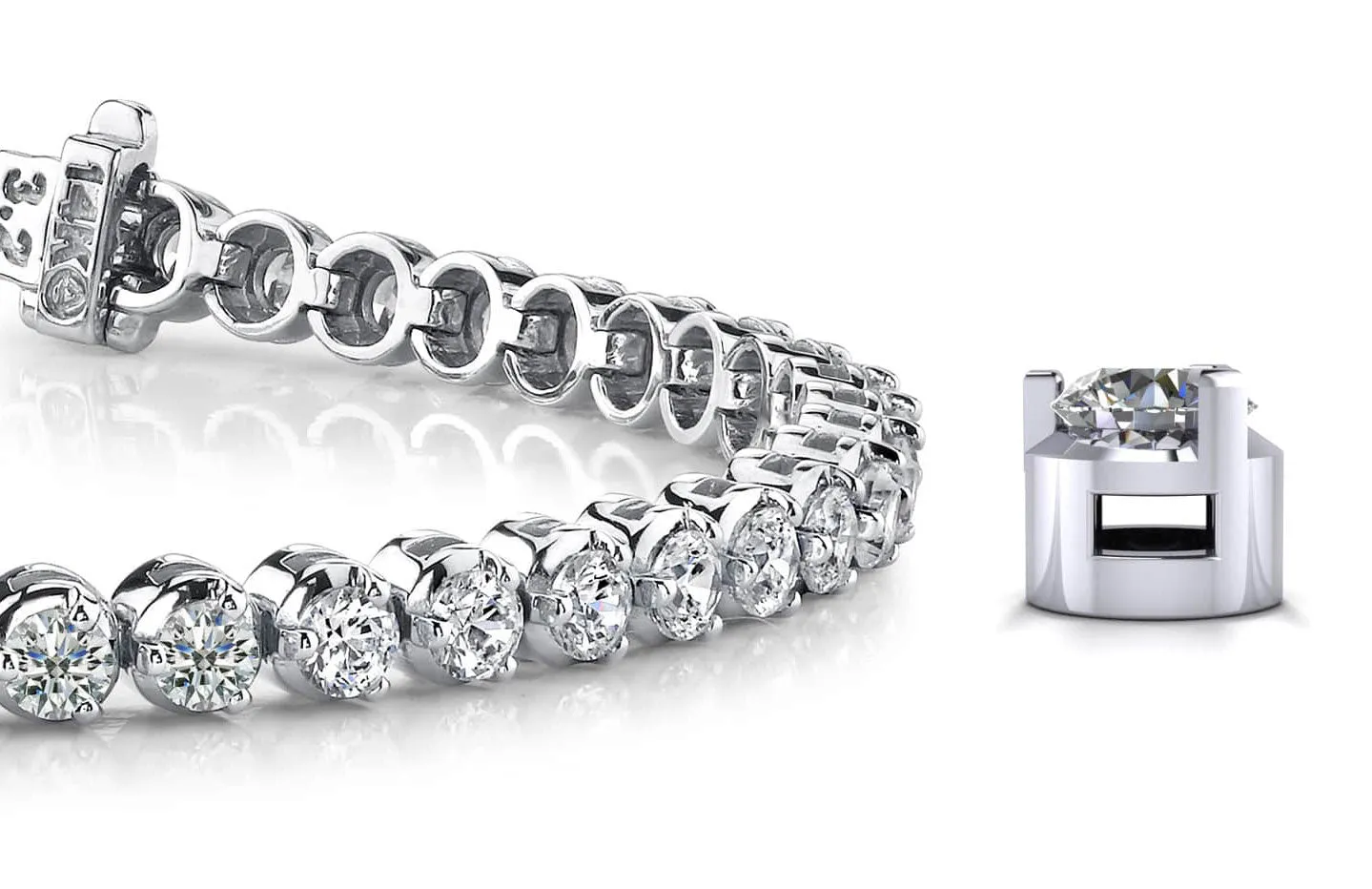 3 Prong Dreams Lab-Grown Diamond Tennis Bracelet with 2.42 ct.(finished) 2.2mm