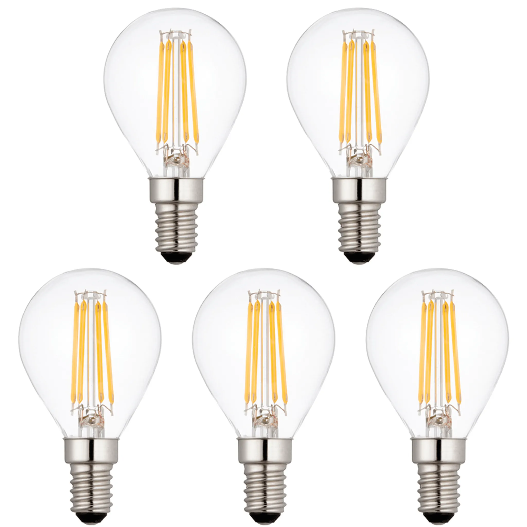 5 x E14 LED Filament Bulbs Dimmable 4W (40W Equivalent)