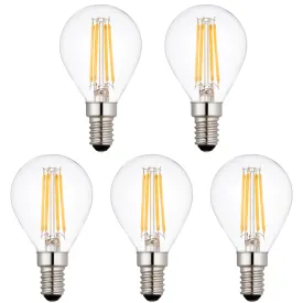 5 x E14 LED Filament Bulbs Dimmable 4W (40W Equivalent)