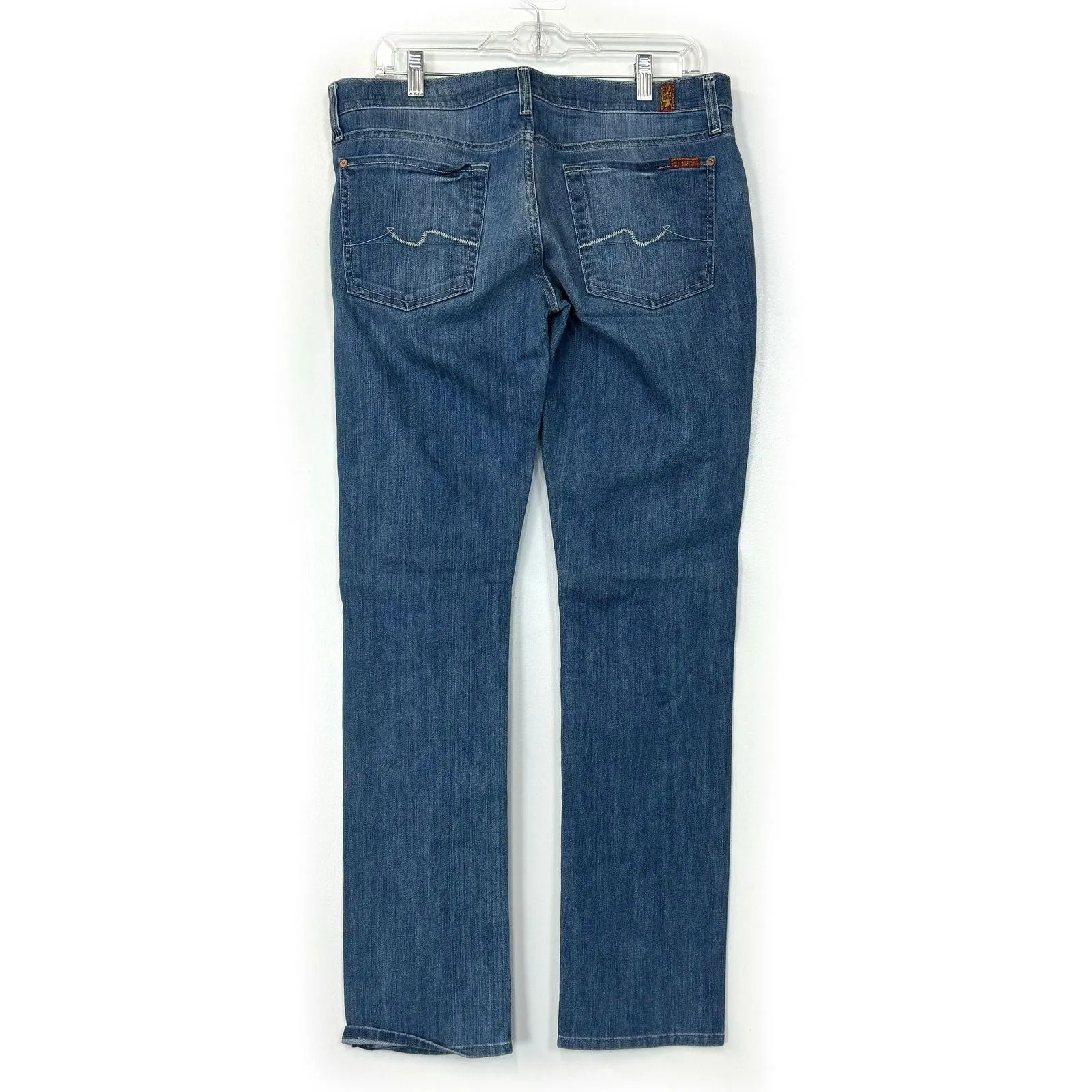 7 For All Mankind | Womens Straight Leg Denim Jeans | Color: Blue | Size: 32