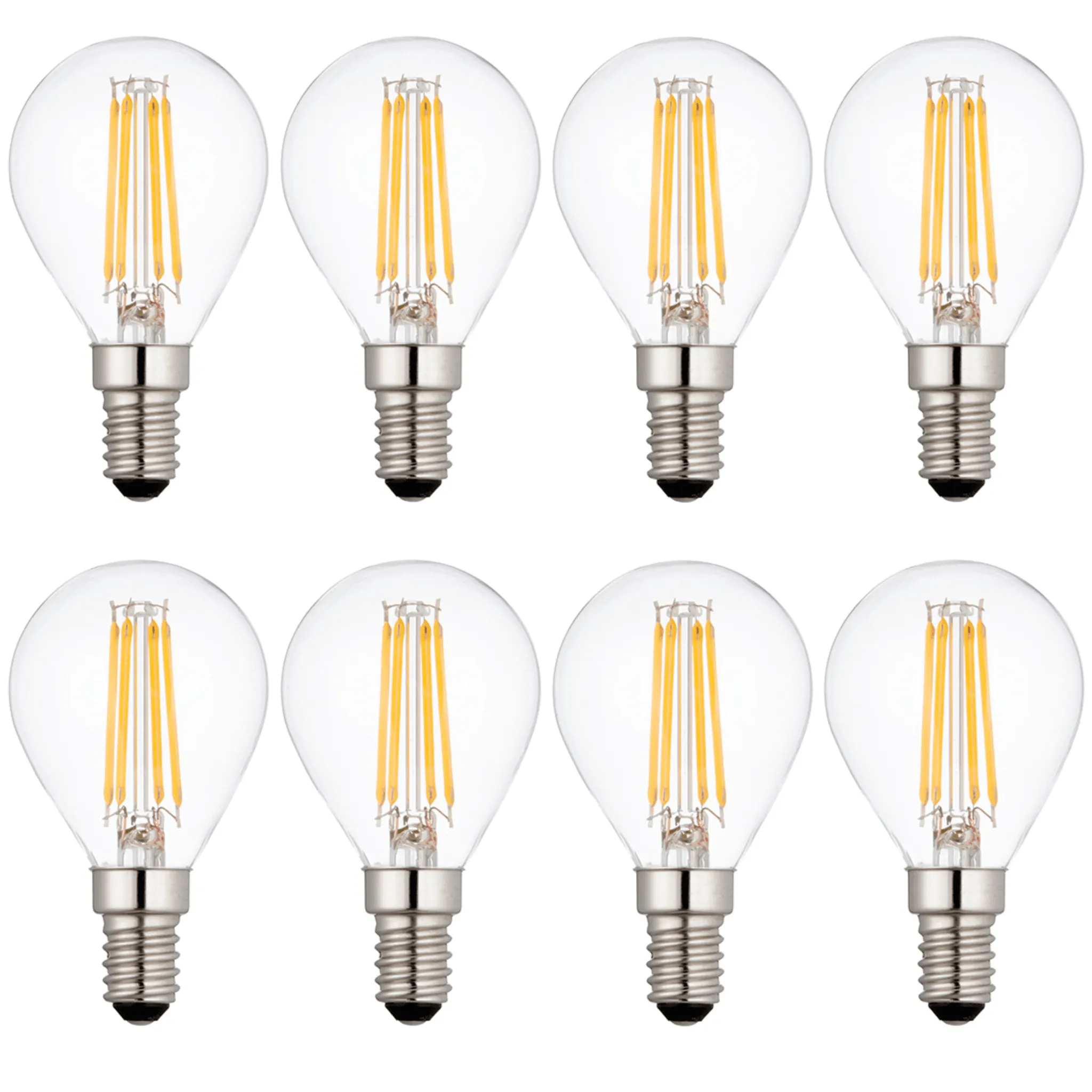 8 x E14 LED Filament Bulbs Dimmable 4W (40W Equivalent)