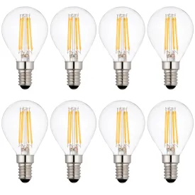 8 x E14 LED Filament Bulbs Dimmable 4W (40W Equivalent)