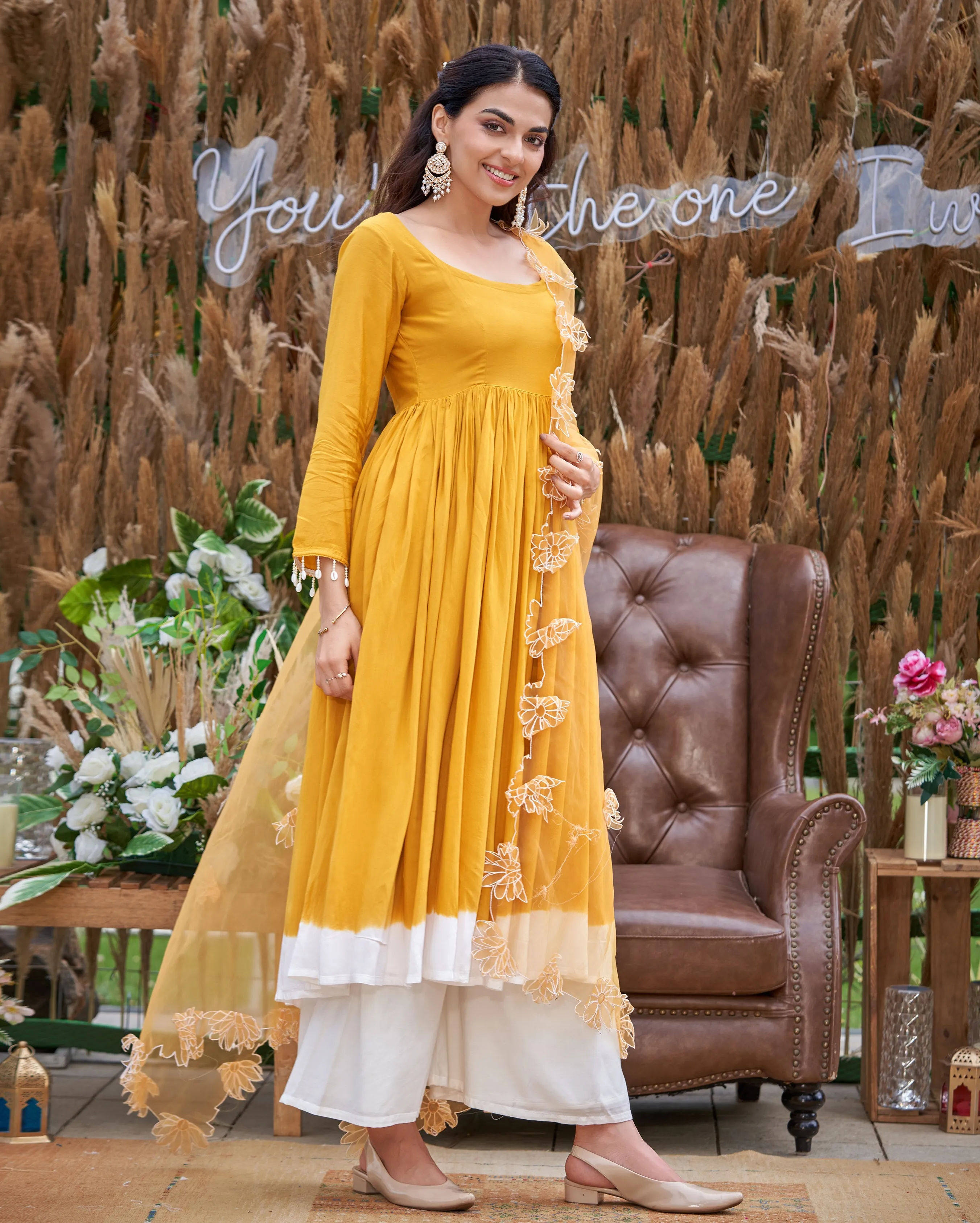 Aaira Musturd Yellow Solid Silk Suit Set