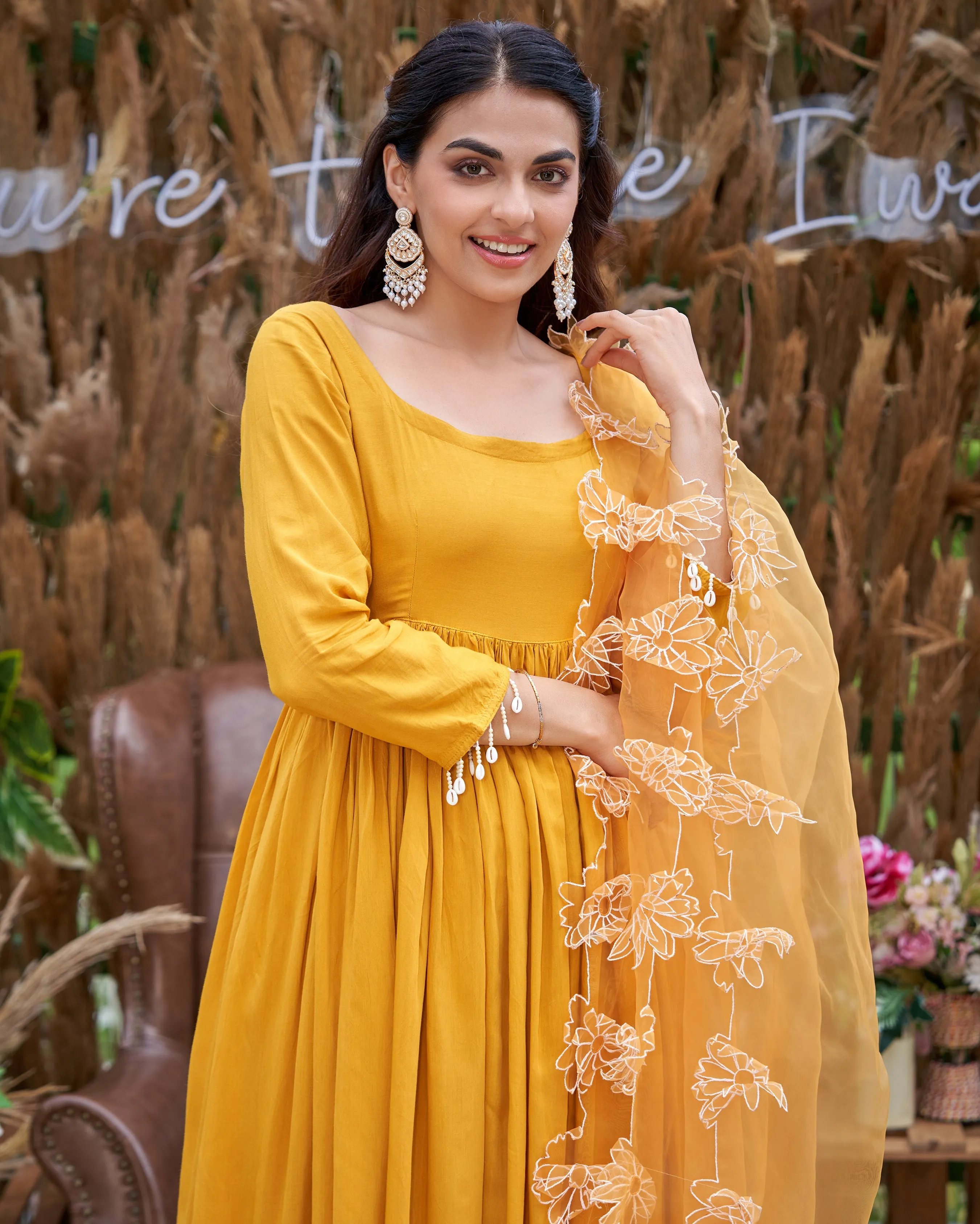 Aaira Musturd Yellow Solid Silk Suit Set