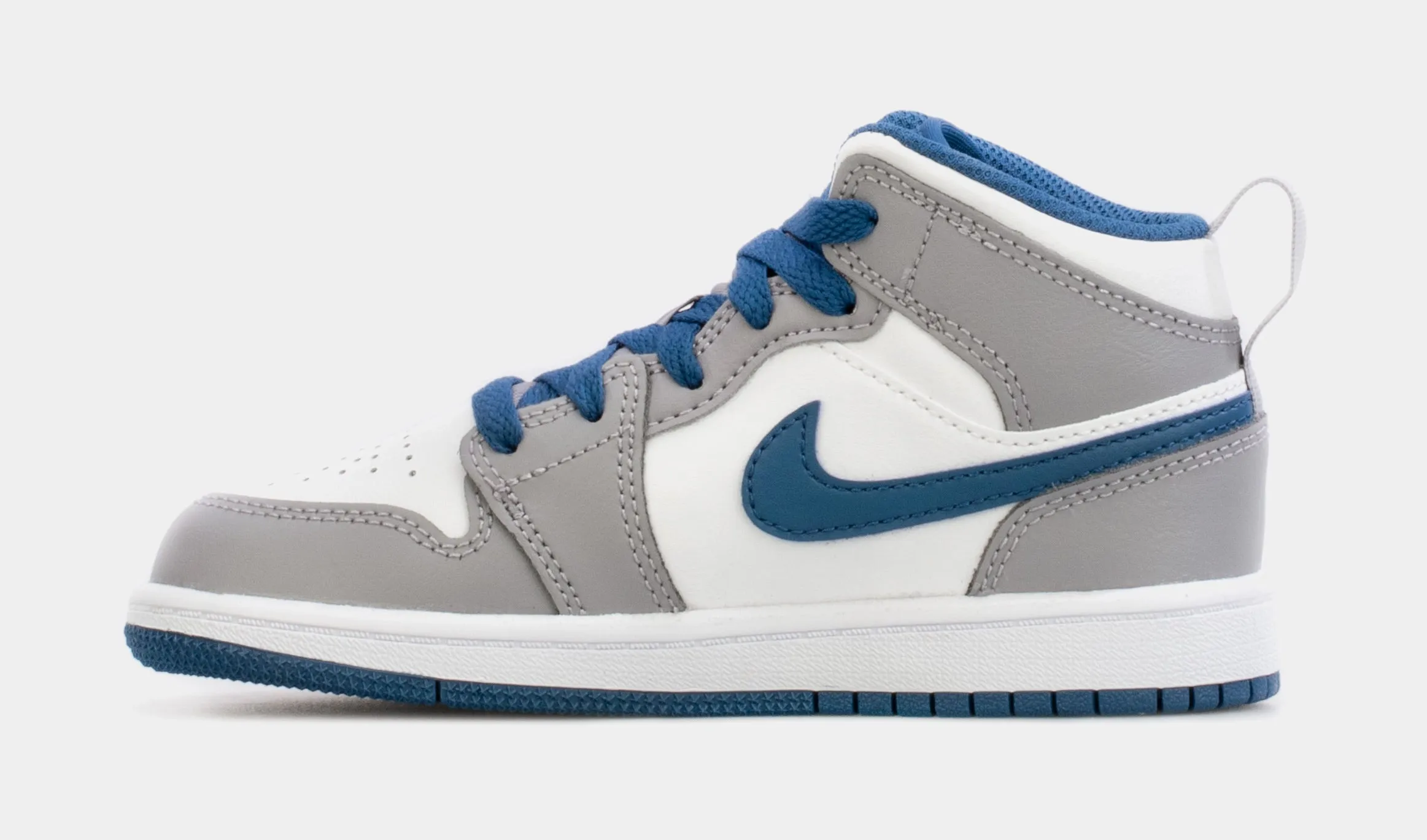 Air Jordan 1 Mid Preschool Lifestyle Shoes (Blue/Grey)