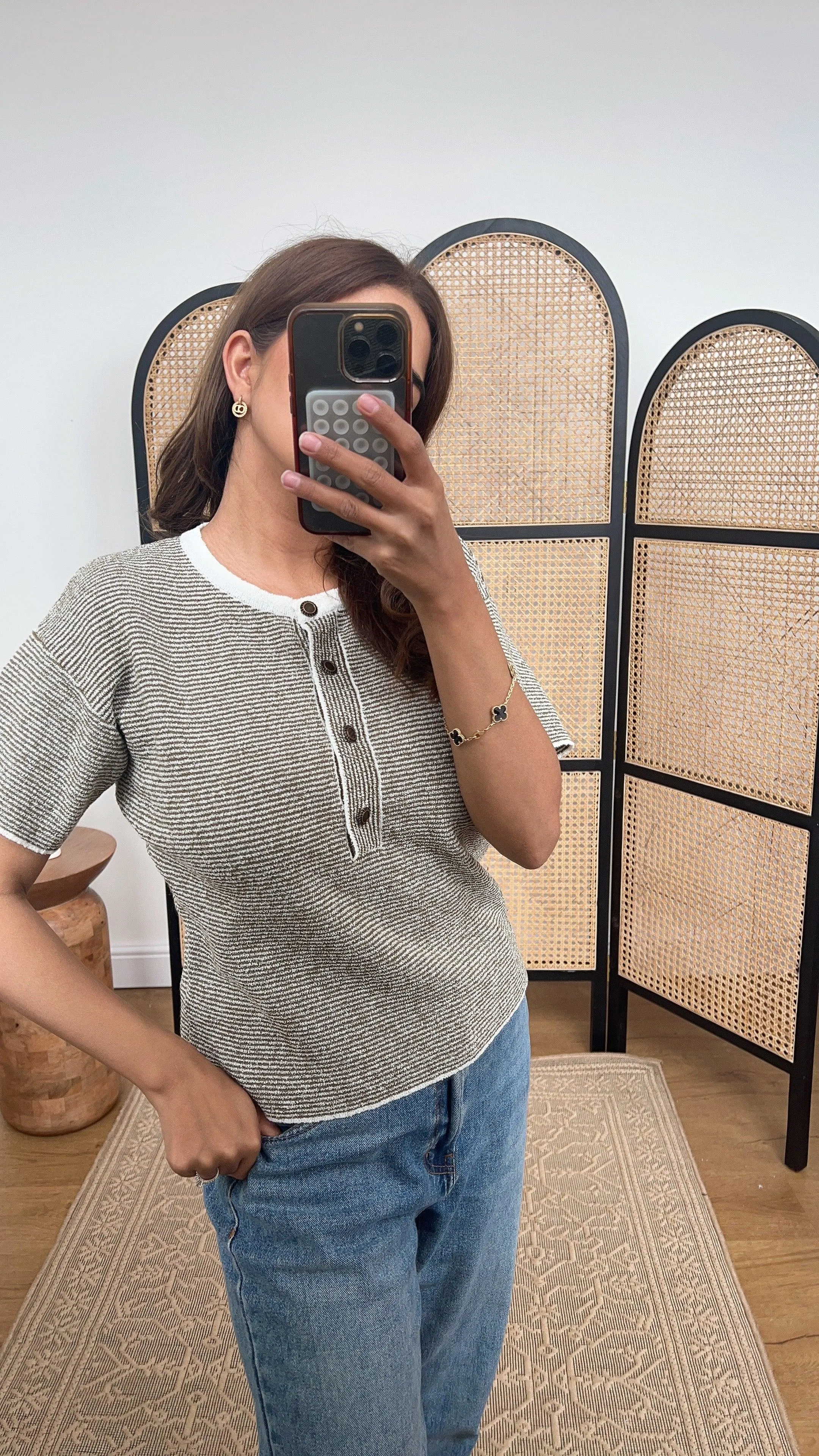 Aisa knit top in olive