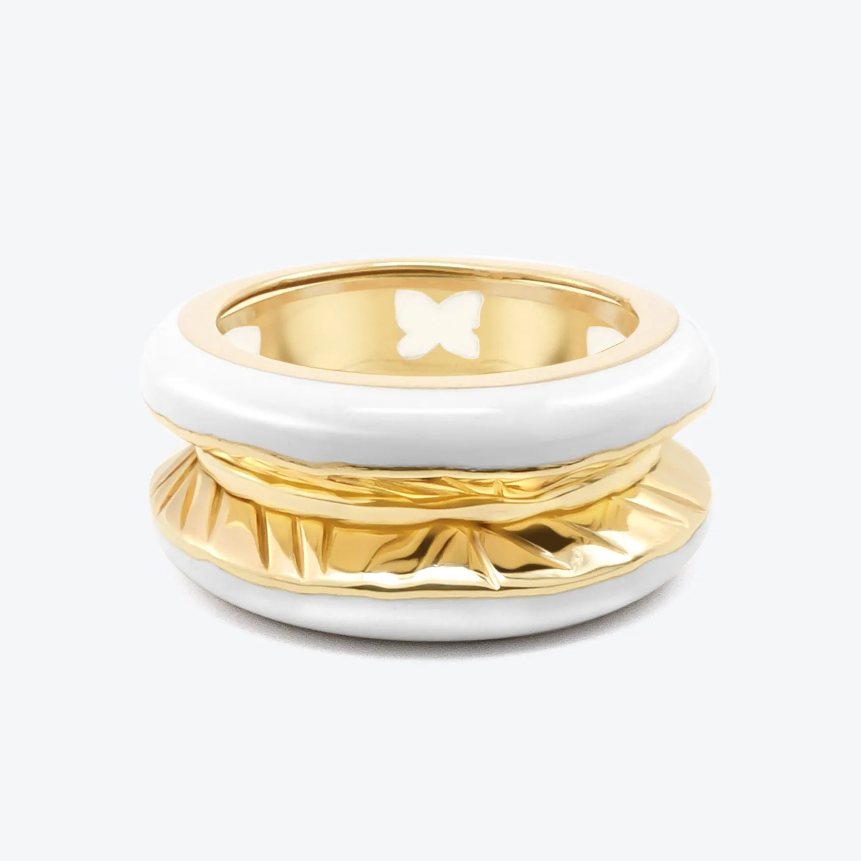 Antarctica 18K Gold Ring w. White enamel