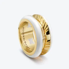 Antarctica 18K Gold Ring w. White enamel