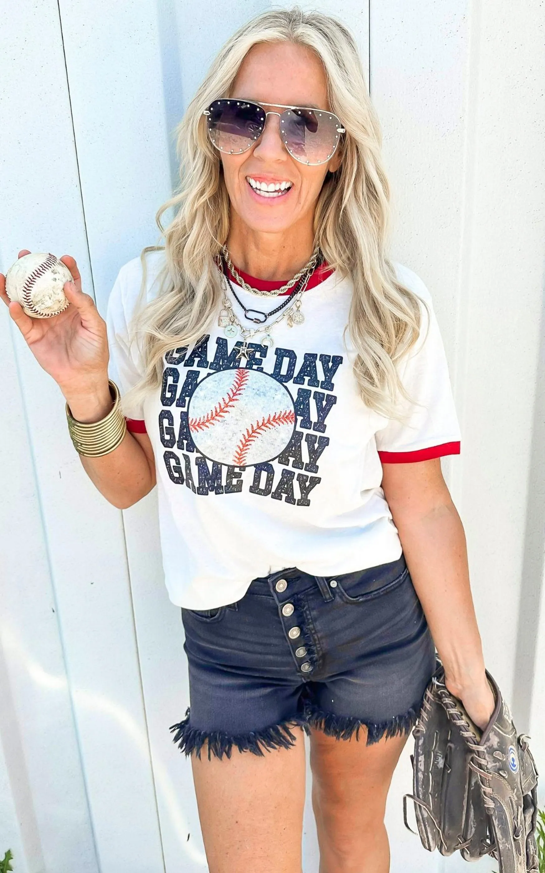 Baseball Game Day Ringer Graphic T-shirt