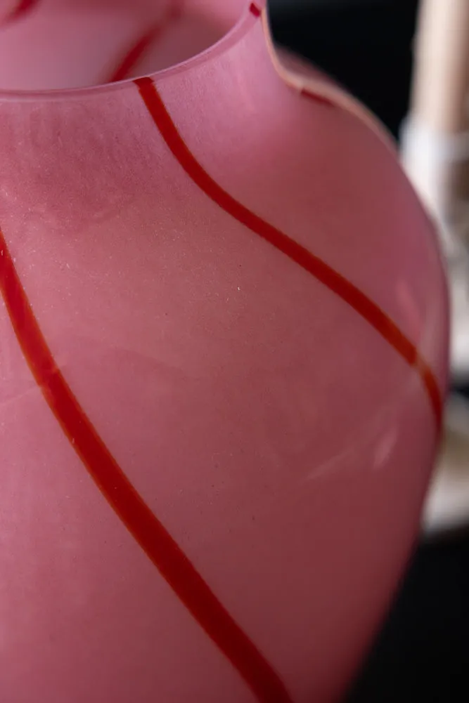 Beautiful Pink & Red Swirl Vase