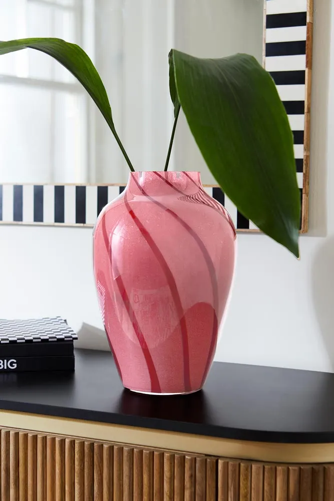 Beautiful Pink & Red Swirl Vase