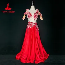 Belly Dance Costume Set for Women Senior AB Stones Bra Top long Skirt accessories Custom Adult Children Belly Dancing Outfit