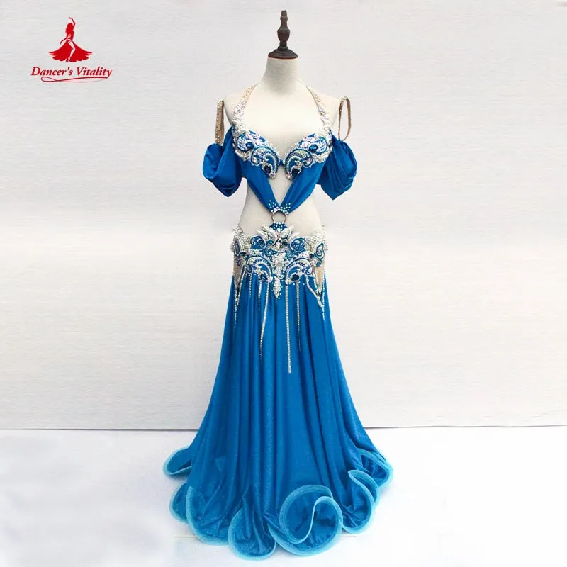 Belly Dance Performance Clothes Set Senior Stones Belly Dancing Dress for Women Adult Children Original Design Prosong Costumes