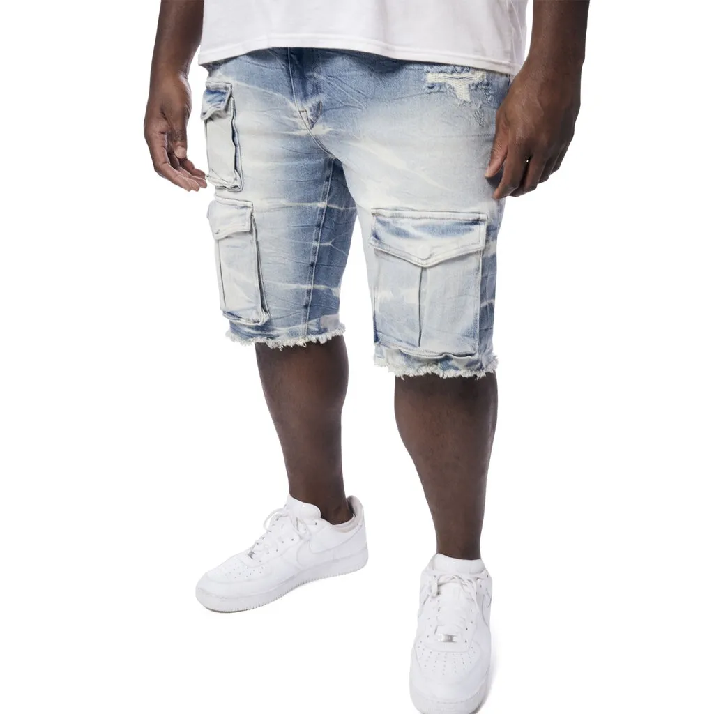 Big and Tall - Rip & Repair Cargo Jena Shorts - Bergen Blue