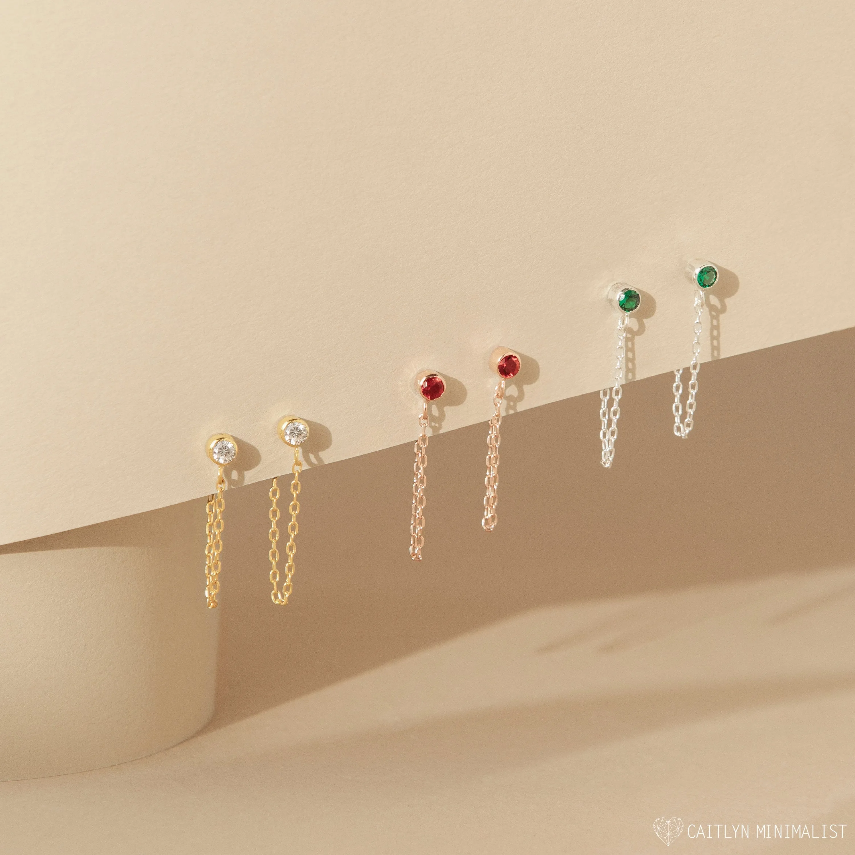 Birthstone Chain Studs