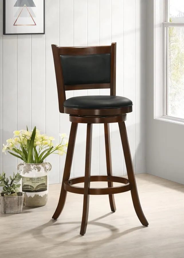 Broxton Upholstered Swivel Bar Stools Chestnut and Black