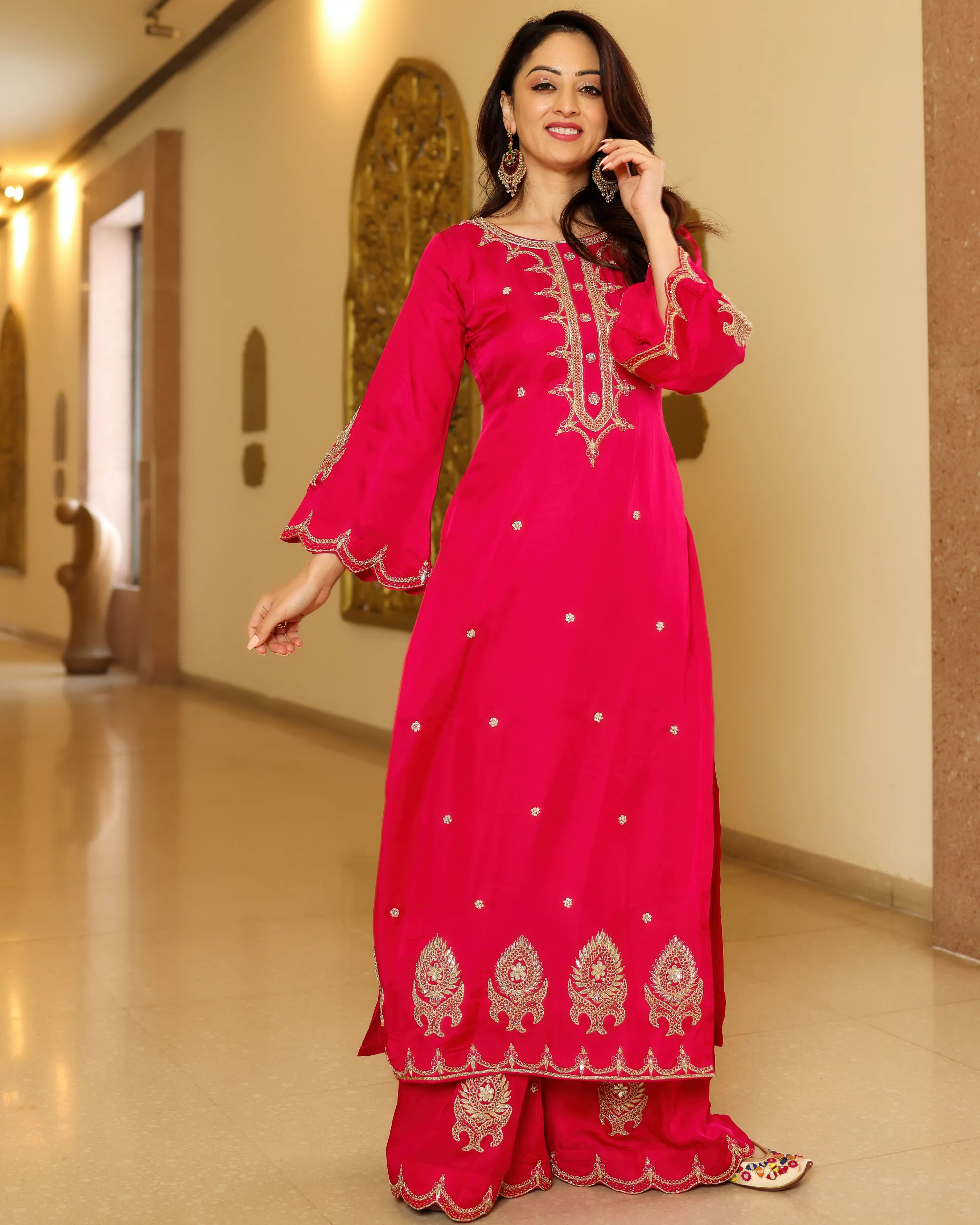 Bubbly Pink Handwork Kurta Set