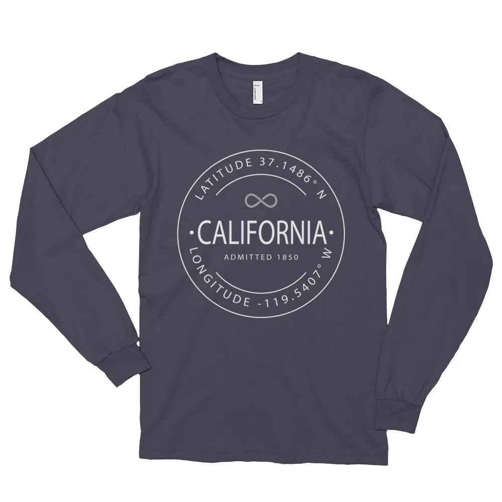 California - Long sleeve t-shirt (unisex) - Latitude & Longitude