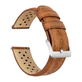 Caramel Brown Racing Horween Leather Watch Band (24mm SALE)