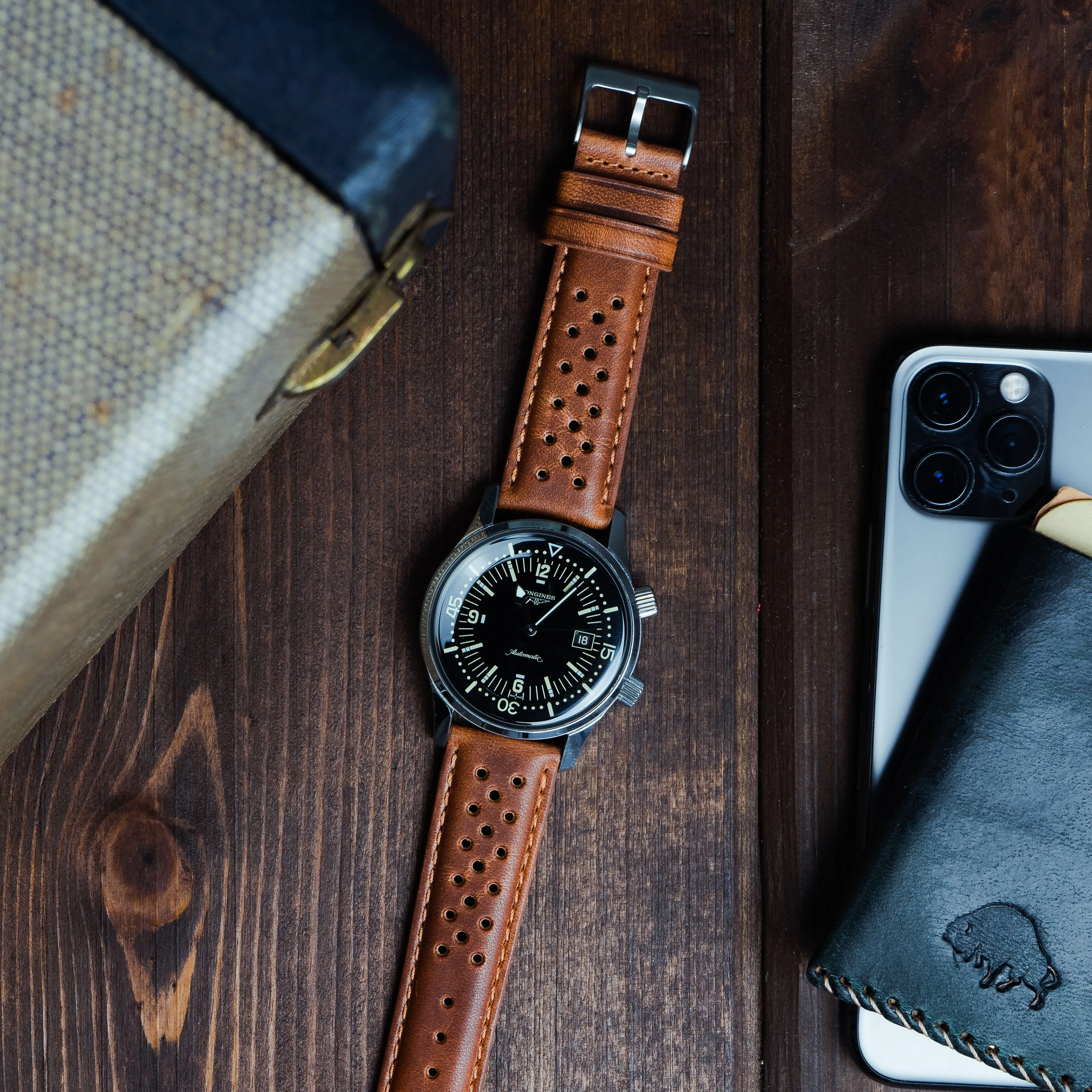 Caramel Brown Racing Horween Leather Watch Band (24mm SALE)